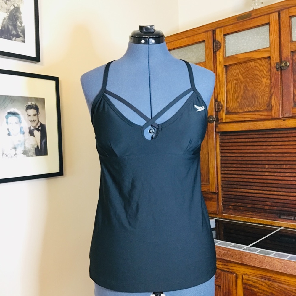 Speedo, sz10,  black, tankini top, lightly padded